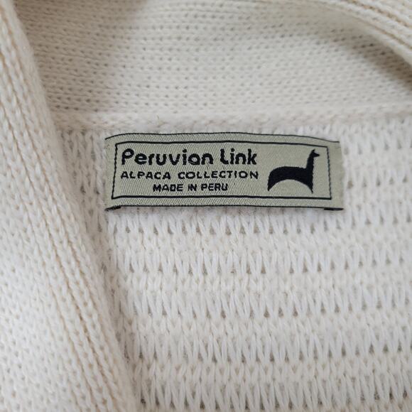 Peruvian Link Alpaca Collection Open Front Cardigan Sweater Heavy White One Size - Picture 5 of 16